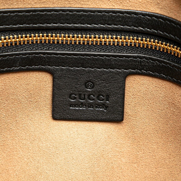 Gucci GG Supreme Padlock Chain Shoulder Bag Beige Tan Black Leather - Picture 8 of 9